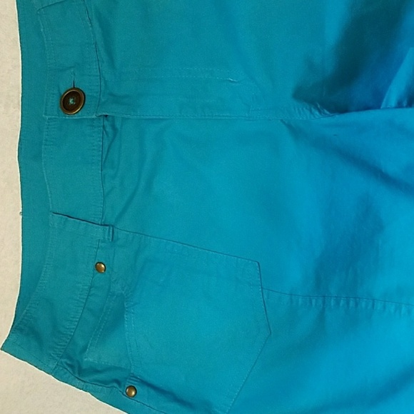 Kim Rogers Bermuda Shorts Size 14 Aqua Bronze Button Detail - Picture 7 of 13